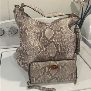 MK Snake skin print Large Hobo & matching wristlet